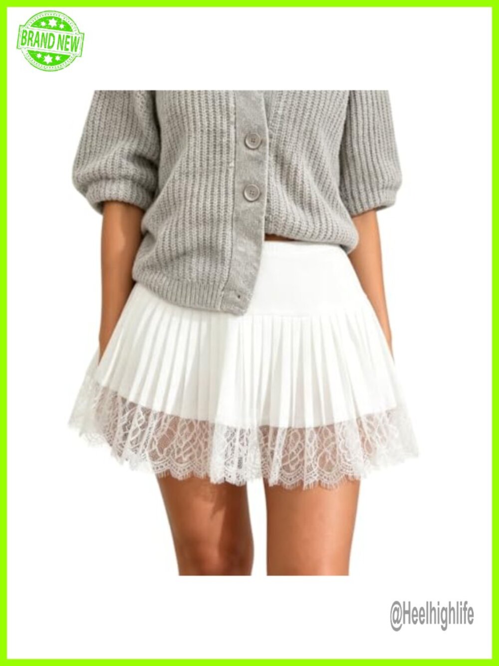 Lace Half Slip Skirt Elastic Waist Ruffle Pleated Underskirt